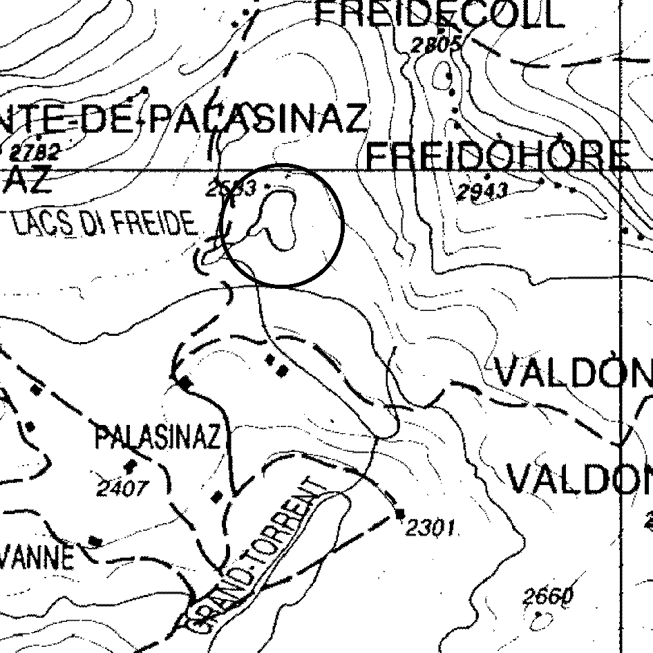 mappa lago Valfredda inferiore - Brusson
