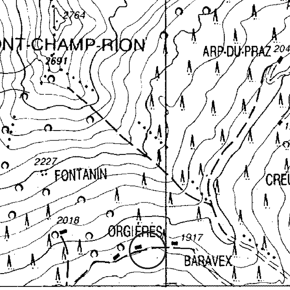 mappa lago Alpe Orgières - Allein