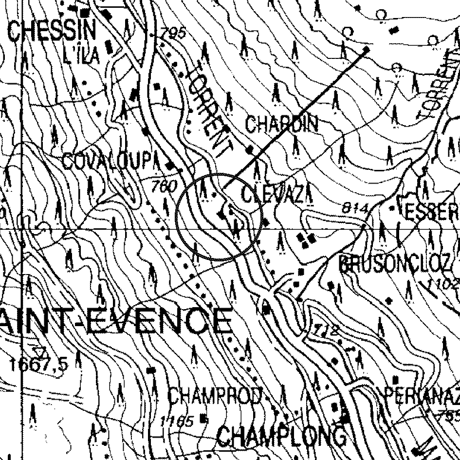 mappa lago Bacino di Covalou - Châtillon