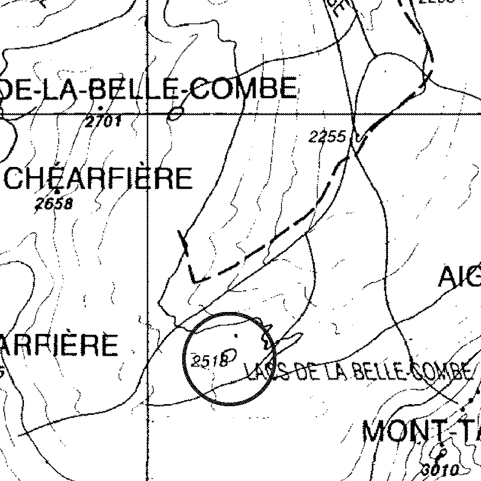 mappa lago Belle Combe I - Courmayeur