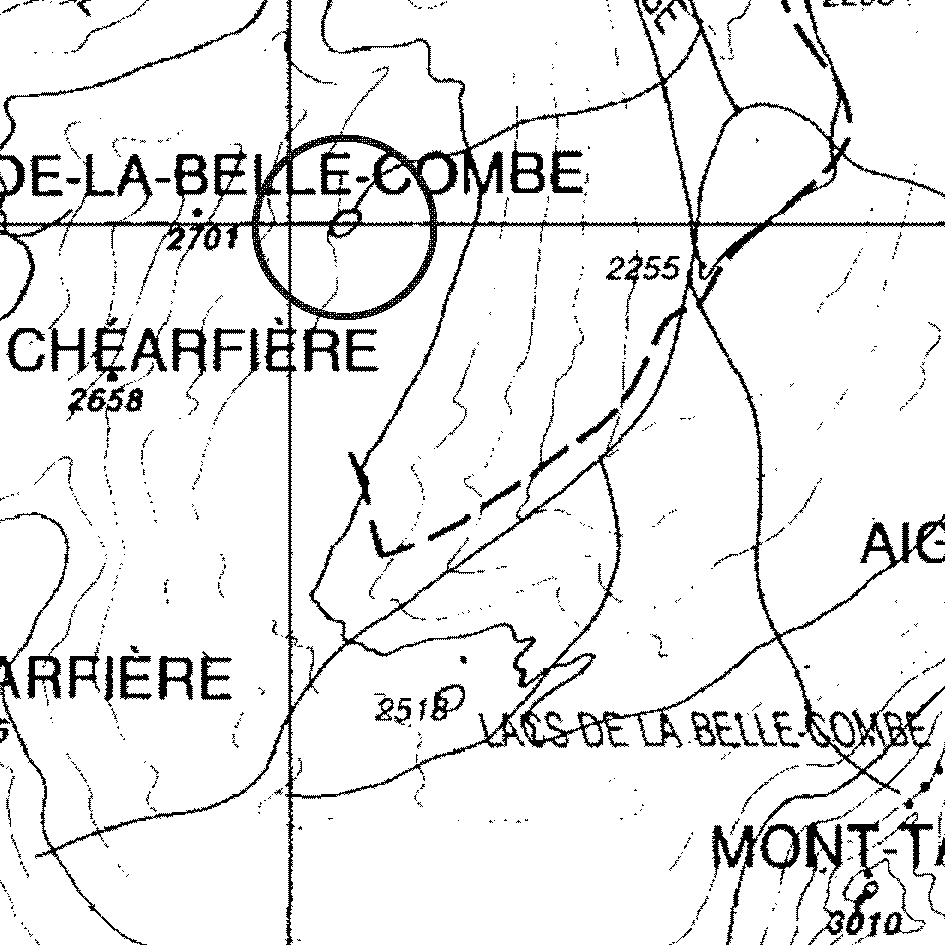 mappa lago Belle Combe II - Courmayeur