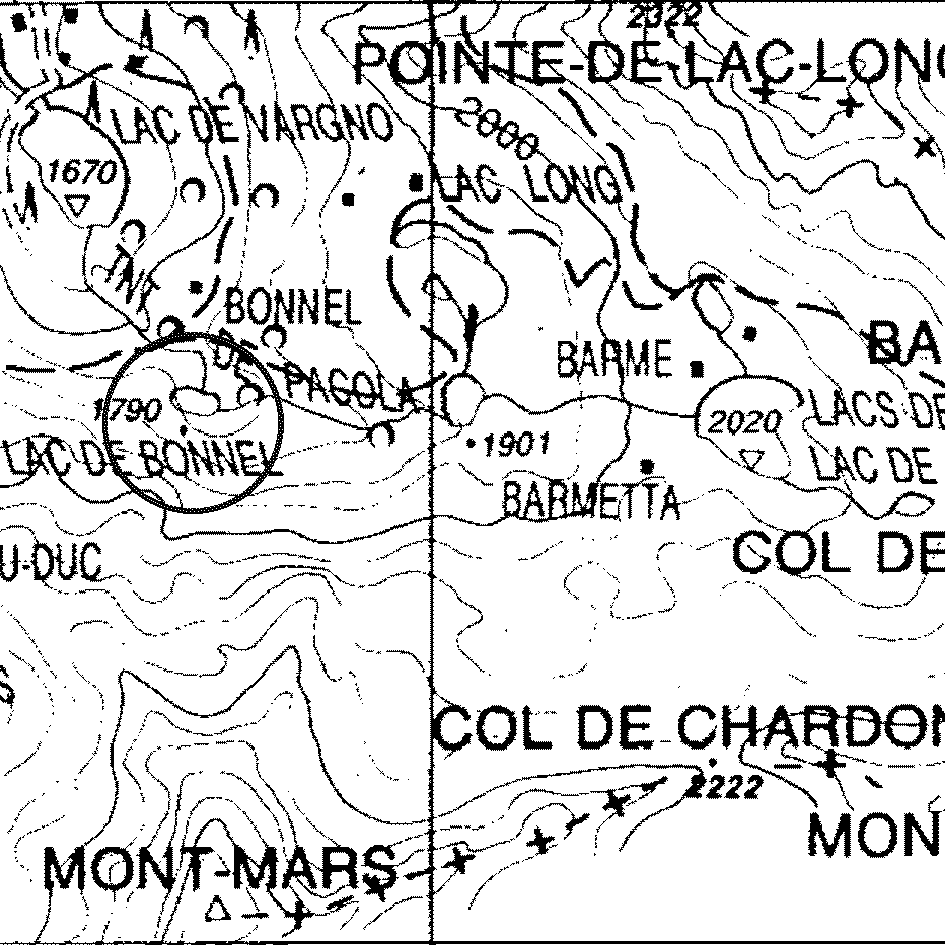 mappa lago Bonnel - Fontainemore