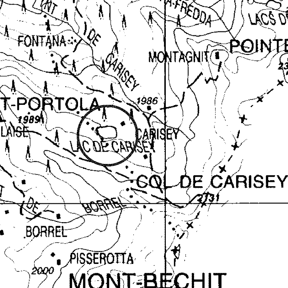 mappa lago Carisey - Fontainemore
