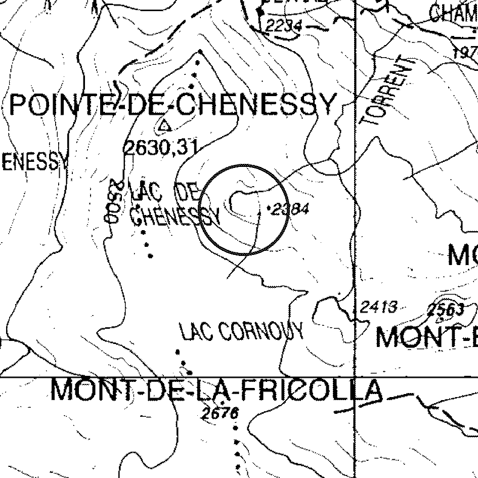mappa lago Chenessy - Pontboset