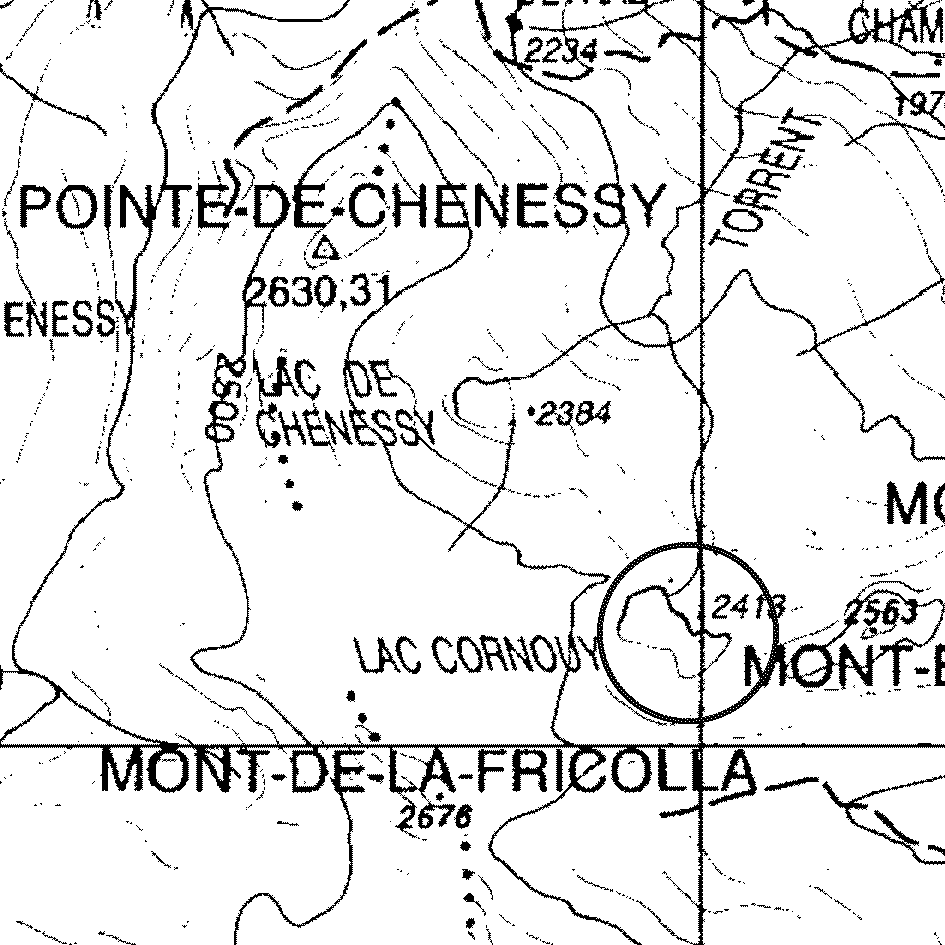 mappa lago Cornouy - Pontboset