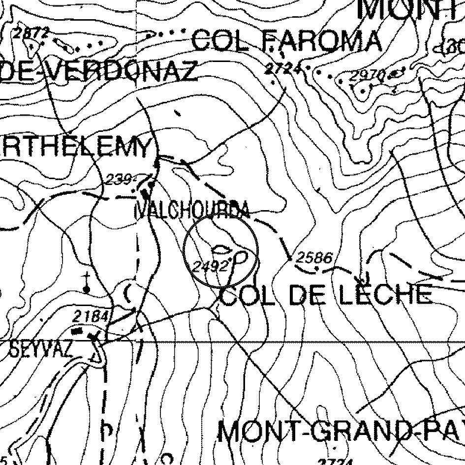 mappa lago Valchourda I - Quart
