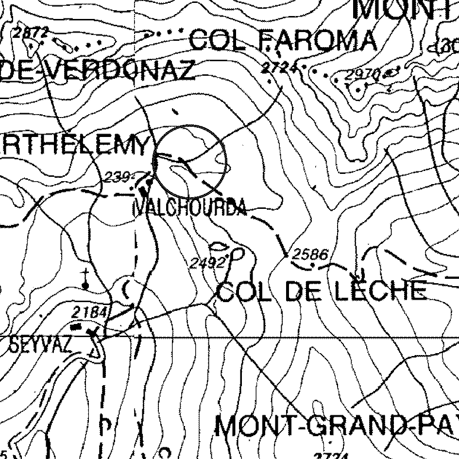 mappa lago Valchourda II - Quart