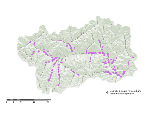 Carta degli scarichi di acque reflue urbane con trattamento parziale