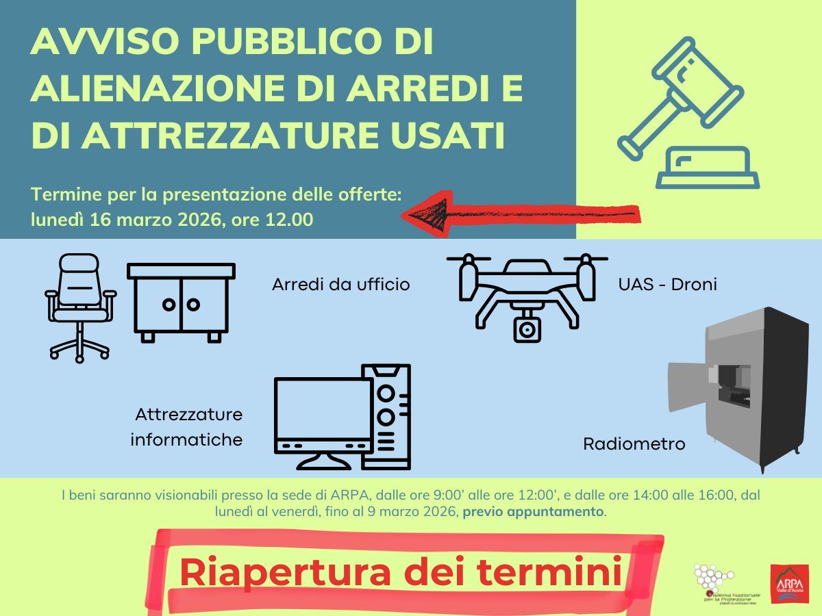Avviso pubblico di alienazione di arredi e attrezzature