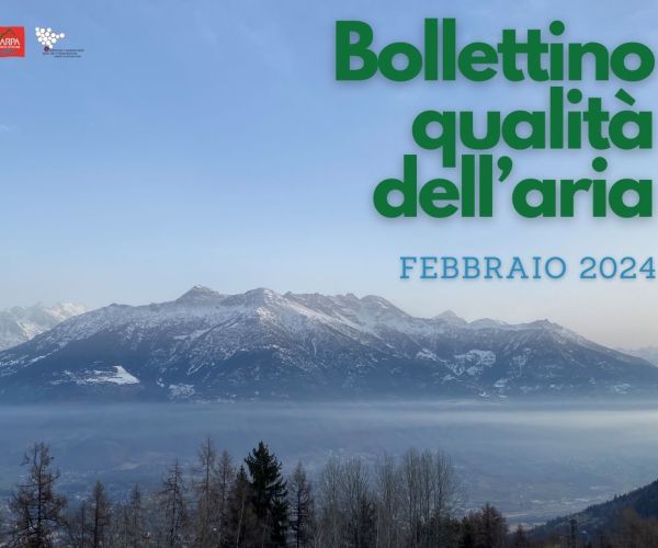 copertina del bollettino di qualità dell'aria del mese di febbraio - Valle d'Aosta
